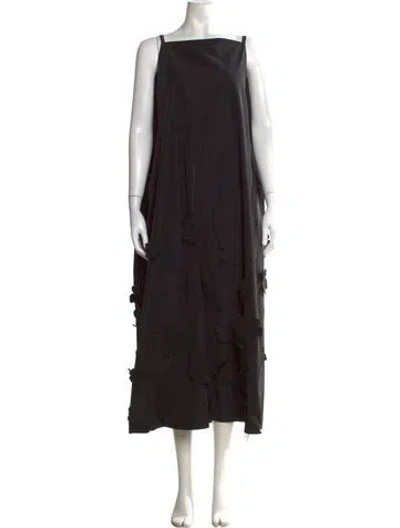 Pre-owned Marimekko Floral Print Midi Length Dress In Black