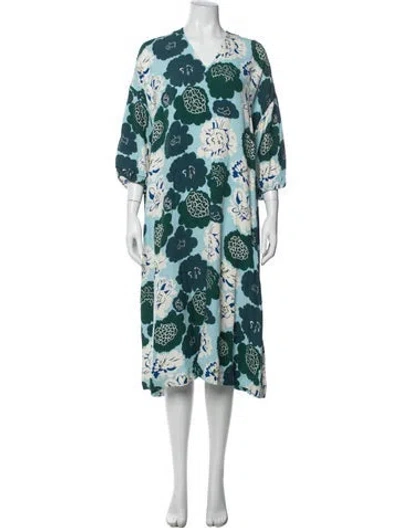 Pre-owned Marimekko Floral Print Midi Length Dress In Multi