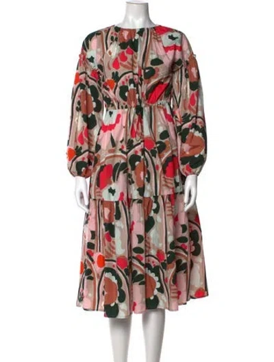 Pre-owned Marimekko Floral Print Midi Length Dress In Multi