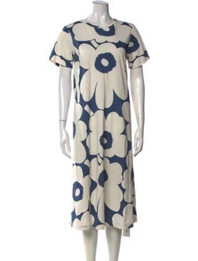 Pre-owned Marimekko Floral Print Midi Length Dress In Neutral