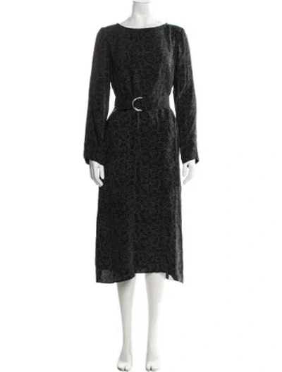 Pre-owned Marimekko Floral Print Midi Length Dress W/ Tags In Black