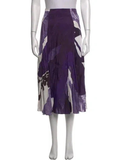 Pre-owned Marimekko Floral Print Midi Length Skirt In Purple