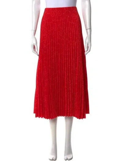 Pre-owned Marimekko Floral Print Midi Length Skirt In Red