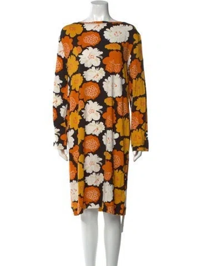 Pre-owned Marimekko Floral Print Mini Dress In Black
