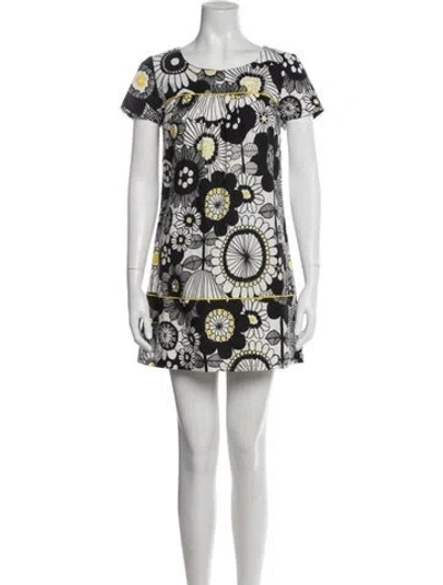 Pre-owned Marimekko Floral Print Mini Dress In Black
