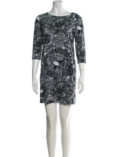 Pre-owned Marimekko Floral Print Mini Dress In Black