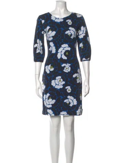 Pre-owned Marimekko Floral Print Mini Dress In Blue