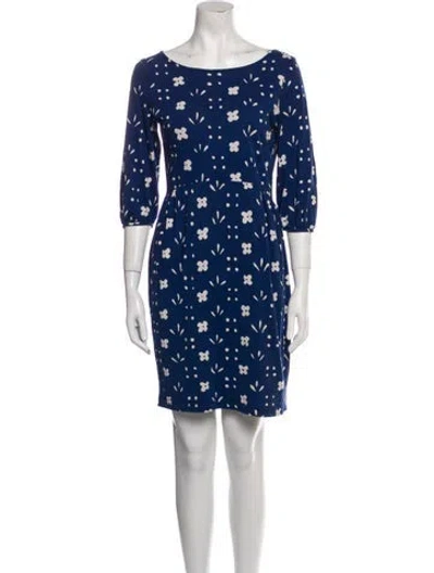 Pre-owned Marimekko Floral Print Mini Dress In Blue