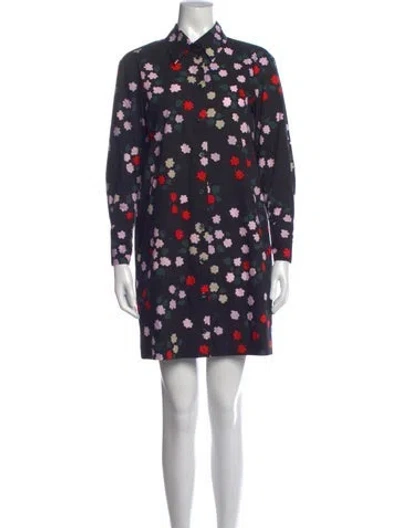 Pre-owned Marimekko Floral Print Mini Dress In Blue