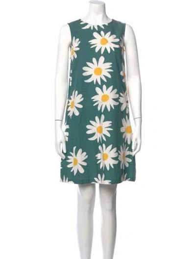 Pre-owned Marimekko Floral Print Mini Dress In Green