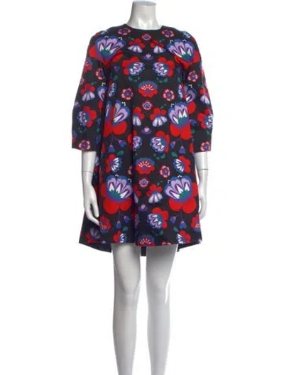 Pre-owned Marimekko Floral Print Mini Dress In Multi