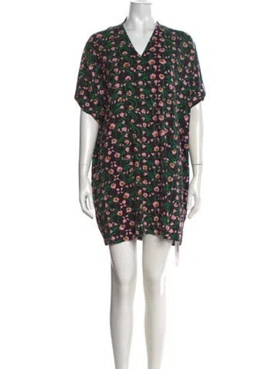 Pre-owned Marimekko Floral Print Mini Dress In Multicolor
