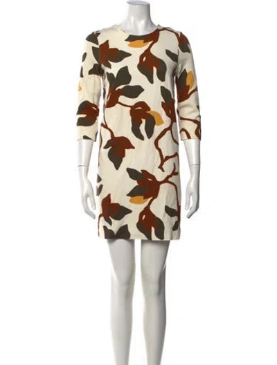 Pre-owned Marimekko Floral Print Mini Dress In Neutrals