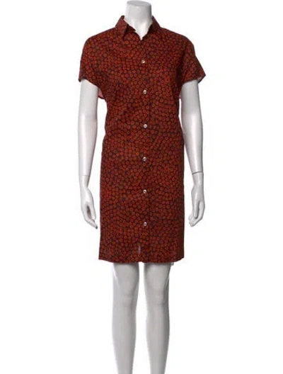 Pre-owned Marimekko Floral Print Mini Dress In Orange