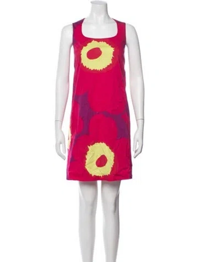 Pre-owned Marimekko Floral Print Mini Dress In Pink