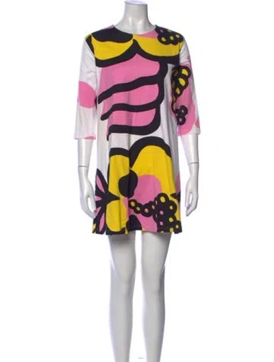 Pre-owned Marimekko Floral Print Mini Dress In Pink
