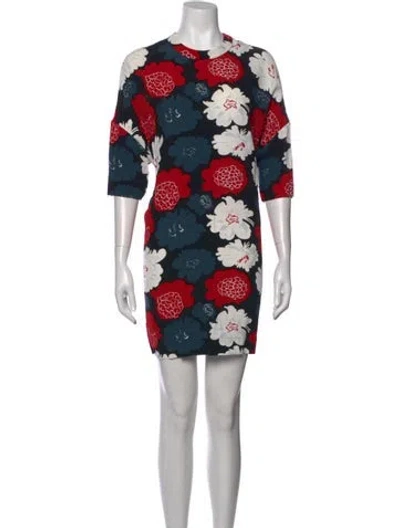Pre-owned Marimekko Floral Print Mini Dress In Red