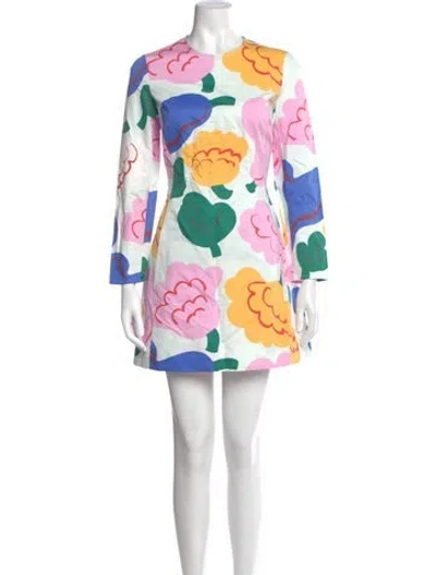 Pre-owned Marimekko Floral Print Mini Dress W/ Tags In Pink