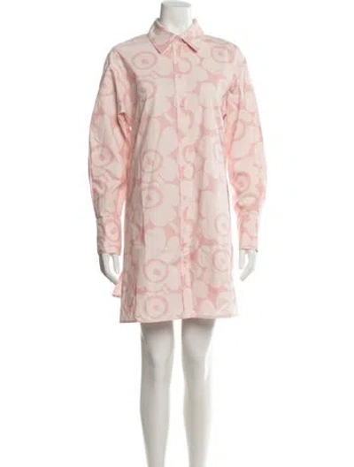 Pre-owned Marimekko Floral Print Mini Dress W/ Tags In Pink