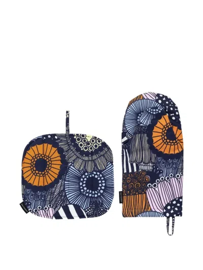 Marimekko Floral-print Oven Glove Set In Multi