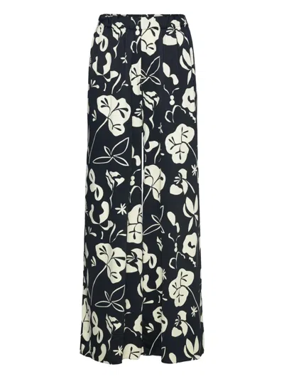 Marimekko Floral-print Palazzo Pants In Black