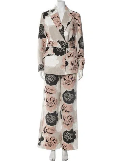 Pre-owned Marimekko Floral Print Pantsuit In Neutral