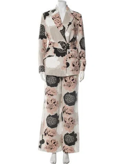 Pre-owned Marimekko Floral Print Pantsuit In Neutrals