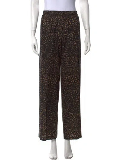 Pre-owned Marimekko Floral Print Straight Leg Pants In Black