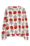 Marimekko Floral Print Sweatshirt In Off White Red Lilac