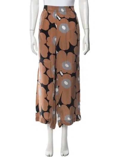Pre-owned Marimekko Floral Print Wide Leg Pants In Multi
