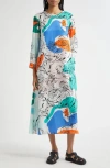 Marimekko Fluidi Blombom Long Sleeve Dress In Multi