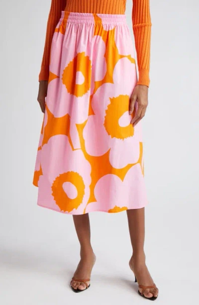 Marimekko Garrel Print Poplin Skirt In Light Pink