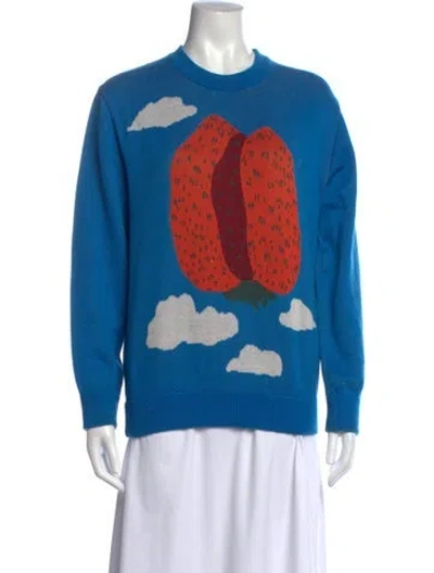 Pre-owned Marimekko Graphic Print Crew Neck Sweater In Blue