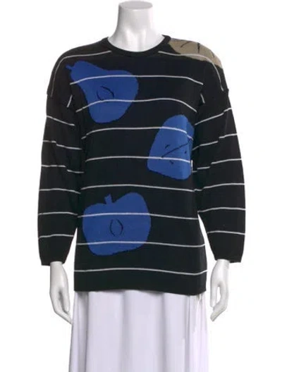 Pre-owned Marimekko Graphic Print Crew Neck Sweatshirt In Black
