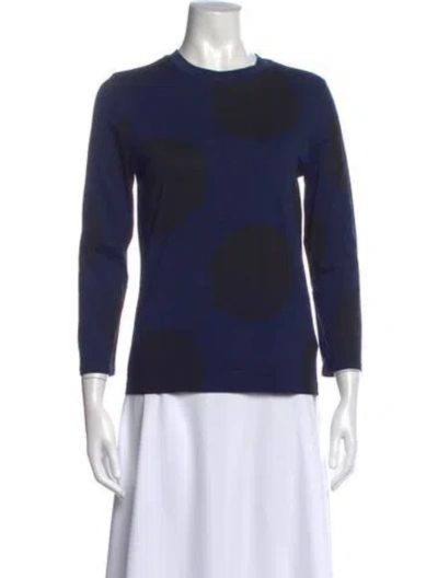 Pre-owned Marimekko Graphic Print Crew Neck T-shirt In Blue