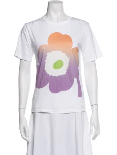 Pre-owned Marimekko Graphic Print Crew Neck T-shirt In White