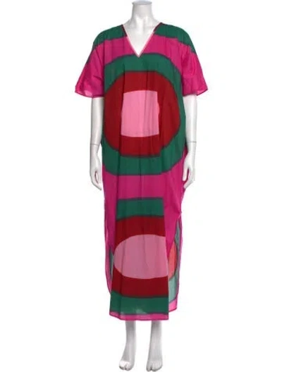Pre-owned Marimekko Graphic Print Long Dress In Pink