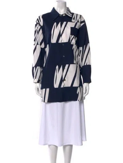 Pre-owned Marimekko Graphic Print Long Sleeve Button-up Top In Multi
