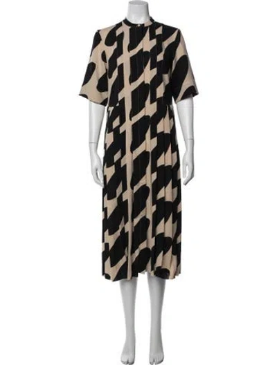 Pre-owned Marimekko Graphic Print Midi Length Dress In Black/neutrals