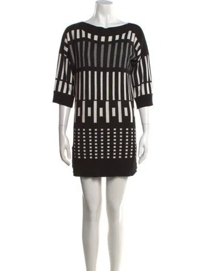 Pre-owned Marimekko Graphic Print Mini Dress In Black