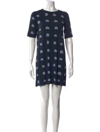 Pre-owned Marimekko Graphic Print Mini Dress In Blue