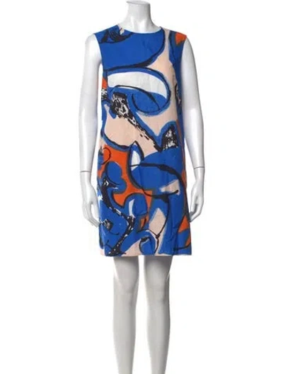Pre-owned Marimekko Graphic Print Mini Dress In Blue