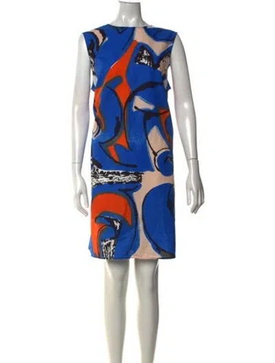 Pre-owned Marimekko Graphic Print Mini Dress In Blue