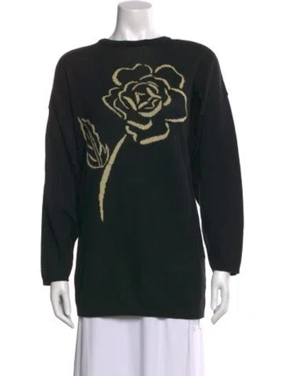 Pre-owned Marimekko Graphic Print Scoop Neck Sweater In Black