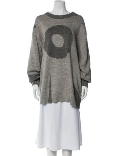 Pre-owned Marimekko Graphic Print Scoop Neck Sweater In Gray