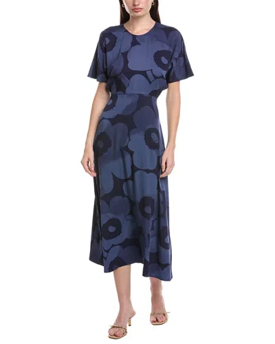 Marimekko Helea Akvarelli Unikko Midi Dress In Blue