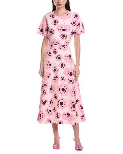 Marimekko Helea Tumma Linen-blend Midi Dress In Pink