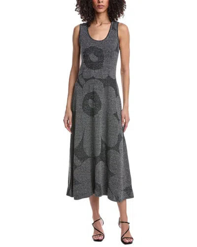 Marimekko Hiipia Unikko Jacquard Linen-blend Maxi Dress In Gray