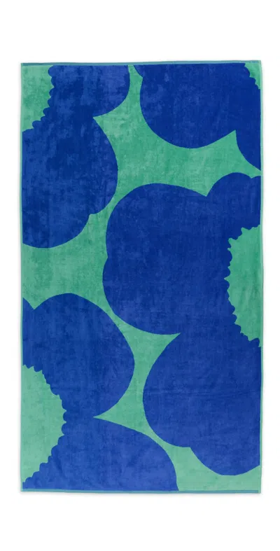 Marimekko Iso Unikko Bath Towel Teal Blue