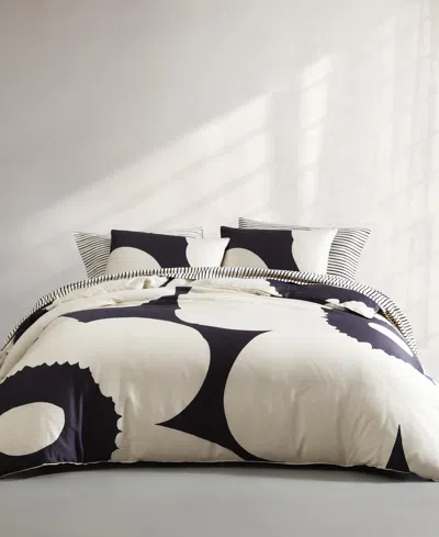 Marimekko Iso Unikko Cotton 3-pc. Duvet Cover Set, Full/queen In Gray